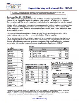 Hispanic-Serving Institutions (HSIs): 2015-2016 | Excelencia In Education