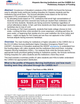 Hispanic Serving Institutions And The Cares Act Preliminary Analysis Of Funding Excelencia In Education